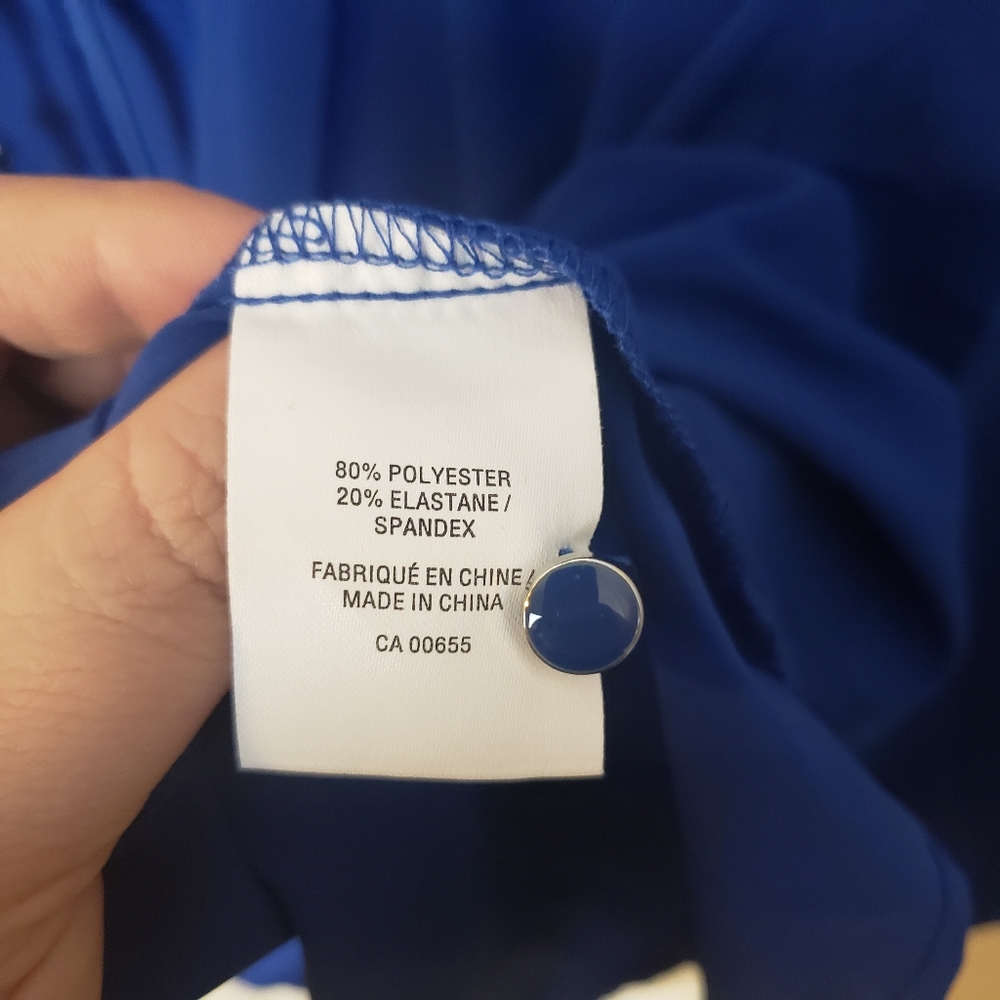 Reitmans Blue 3/4 Sleeve Tie Front Button Blouse - Picture 5 of 7